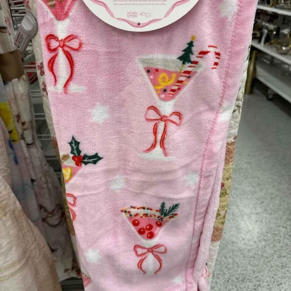 Festive Pink Holiday martini Blanket